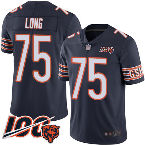 Chicago Bears Limited Navy Blue Men Kyle Long Home Jersey NFL Football #75 100th Season->nfl t-shirts->Sports Accessory